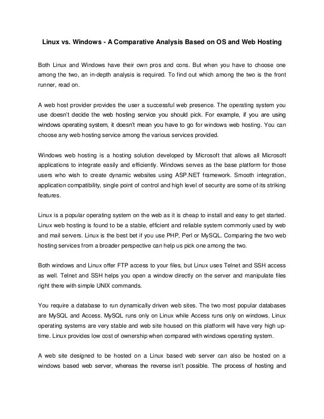 Linux Vs Windows A Comparative Analysis Based On Os And Web Hosting Images, Photos, Reviews