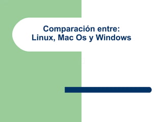 Comparación entre: Linux, Mac Os y Windows 