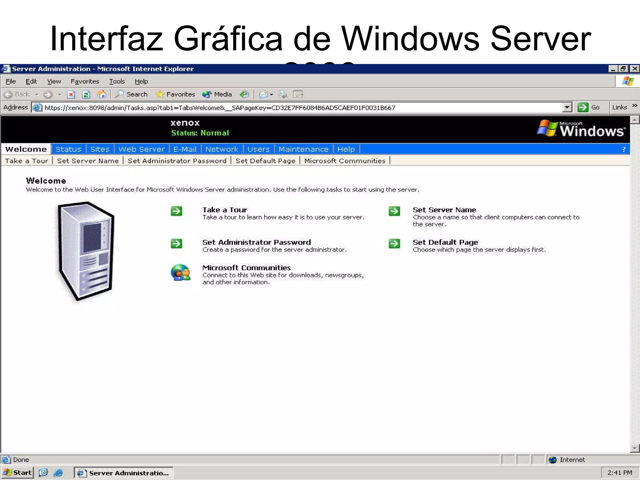 Interfaz Gráfica de Windows Server 2003 
