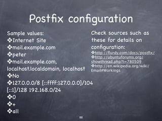 LAMP
Linux    A popular conﬁguration for
Apache   Linux servers.
MySQL
Php      LAMP applications are packaged
         in a way that makes it easy to
         install and manage.
 