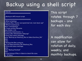 df: Partition utilization
df stands for “disk
              free”
 