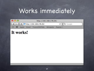 Network useful
     commands
Command                           Description

      ping          Test that an internet host is reachable.


    ifconﬁg         Administer a TCP/IP network interface.


sudo /etc/init.d/   stop, start, restart as arguments; controls
  networking        network status.

                    Examine and conﬁgure the host’s routing
     route
                    table.
 