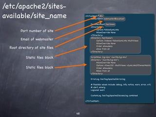 Restoring
   Use tar to test the integrity of an archive, or to
   extract its contents.

       To list the contents of the
                           archive


To extract a ﬁle from the archive



  To extract the full contents of
                      the archive
 