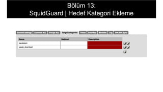Bölüm 13:
SquidGuard | Hedef Kategori Ekleme
 