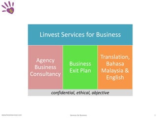 confidential, ethical, objective  www.linvestsem www.linvestservices.com 1 Services for Business 