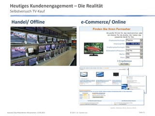 Heutiges Kundenengagement – Die Realität
Selbstversuch TV-Kauf
Handel/ Offline e-Commerce/ Online
Keynote Zukunftskonferenz Börsenverein, 13.09.2013 © 2013 Dr. Carsten Linz
Quellen: Medimax (2013), Amazon (2013)
Seite 11
 