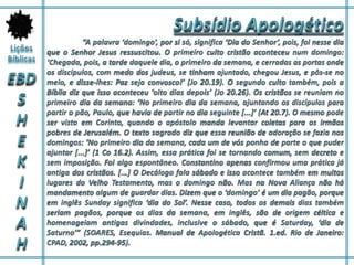 Lição 06 - Santificarás o sábado