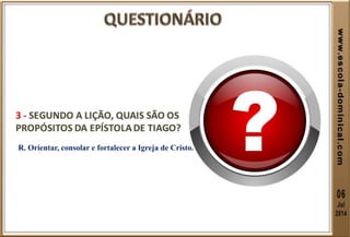 R. Orientar, consolar e fortalecer a Igreja de Cristo.
 