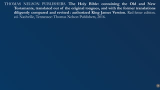 38
THOMAS NELSON PUBLISHERS. The Holy Bible: containing the Old and New
Testamants, translated out of the original tongues, and with the former translations
diligently compared and revised: authorized King James Version. Red-letter edition.
ed. Nashville, Tennessee: Thomas Nelson Publishers, 2016.
 