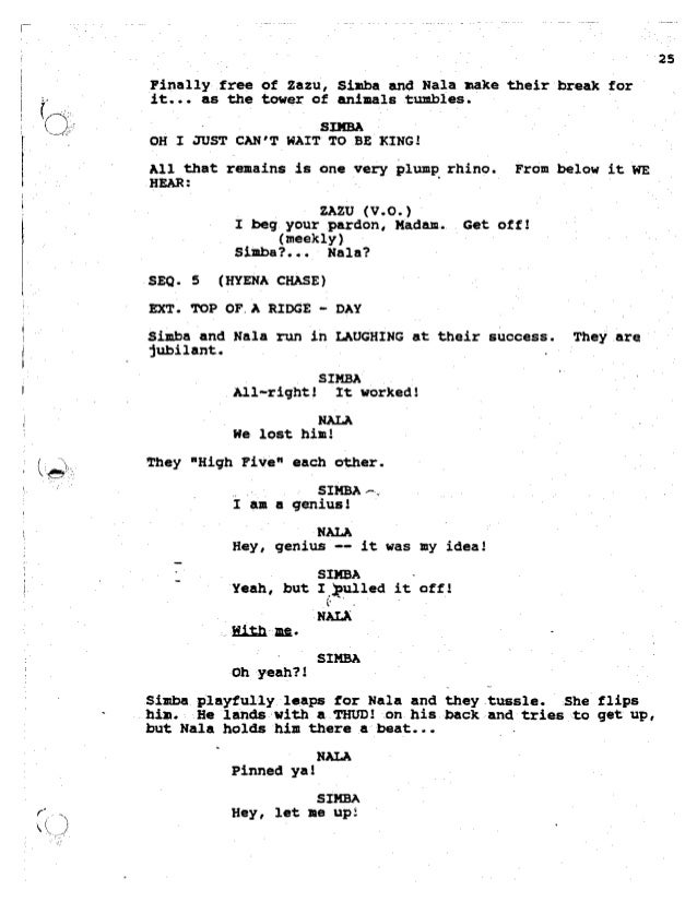 Lion King Script Lion King Script