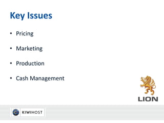 Key Issues
• Pricing
• Marketing
• Production
• Cash Management
 