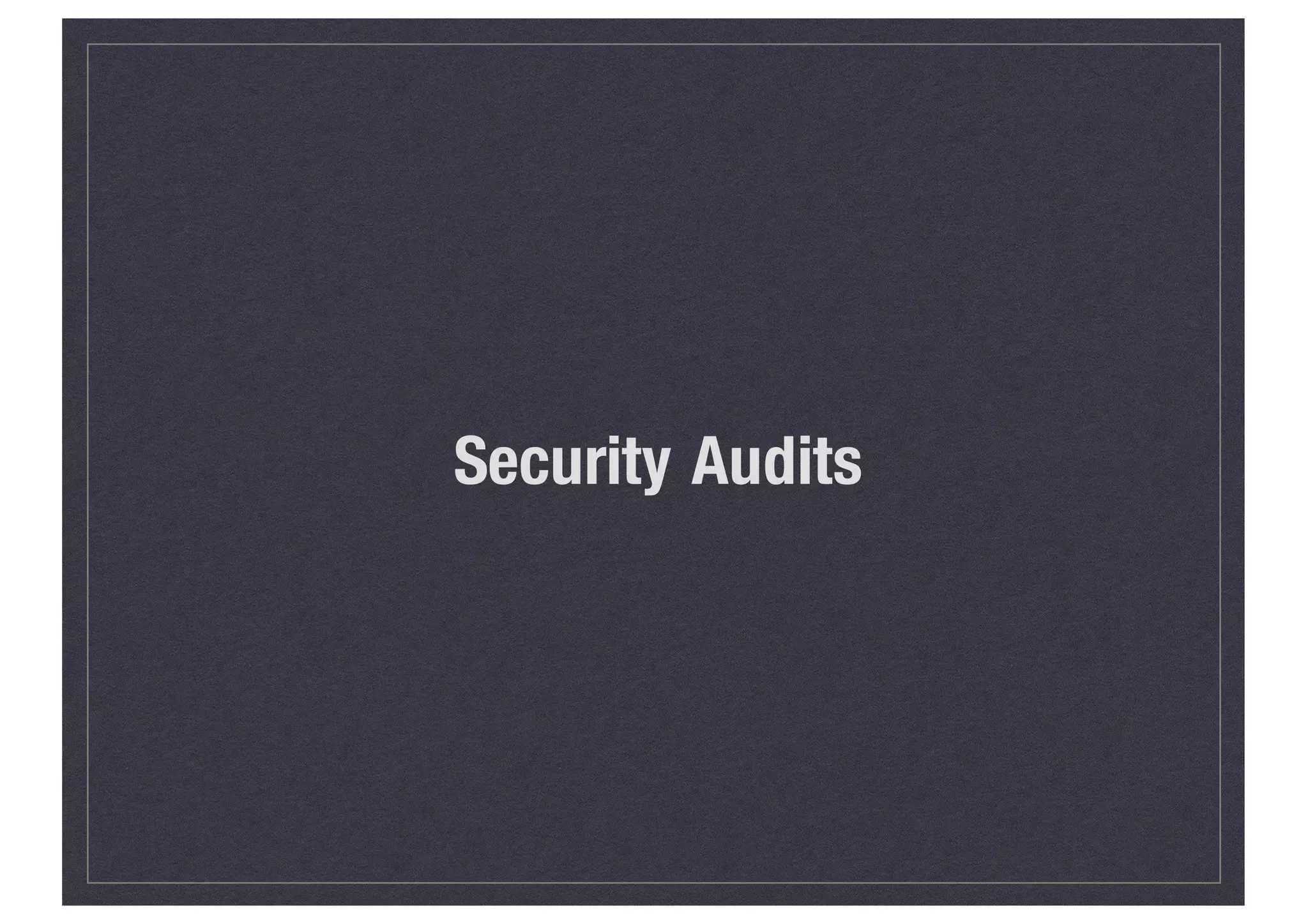 Security Audits
 