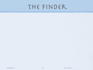 The Finder




PM Burke      10    12/6/2011
 