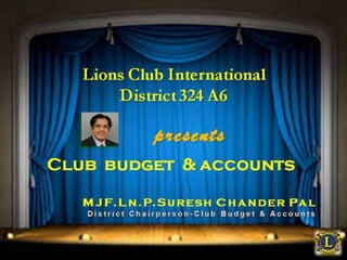 Lions club budget and account.