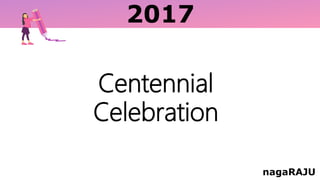 2017
nagaRAJU
Centennial
Celebration
 