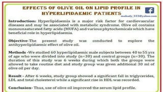 Effects of olive oil on hyperlipidaemia
