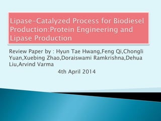 Review Paper by : Hyun Tae Hwang,Feng Qi,Chongli
Yuan,Xuebing Zhao,Doraiswami Ramkrishna,Dehua
Liu,Arvind Varma
4th April 2014
 