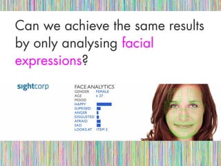 Can we achieve the same resultsCan we achieve the same results
by only analysingby only analysing facialfacial
expressionsexpressions??
 