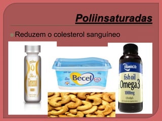 Reduzem o colesterol sanguíneo
 