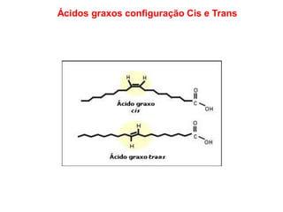 Ácidos graxos configuração Cis e Trans
 