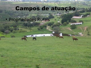 Campos de atuação
• Propriedades Rurais
 