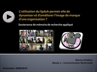 Soutenance de mémoire de recherche appliqué   Marine d’Halluin Master 2 – Communication Multimédia Promotion 2009/2010 