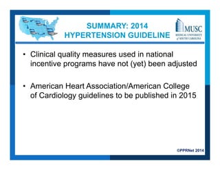 JNC-8 Blood Pressure and ACC/AHA Cholesterol Guideline Updates | PDF