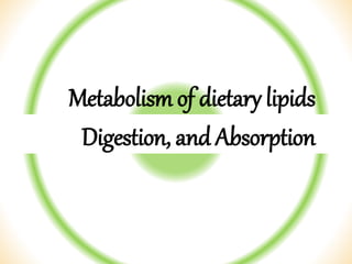 Metabolism of dietary lipids
Digestion, and Absorption
 