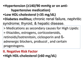 Negative Risk Factor Cholesterol Lipid Disorders with Cardiac Function Tests.ppt