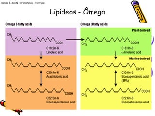 Denise E. Moritz – Bromatologia - Nutrição
30
Lipídeos - Ômega
 