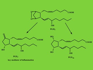 O

COOH

O
OH
PGH2
O
HO
COOH
COOH

HO

OH
PGE2
key mediator of inflammation

HO

OH
PGF2α

 