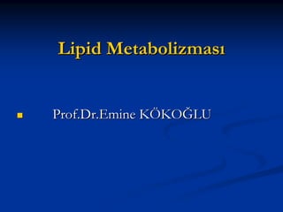 Lipid Metabolizması
Prof.Dr.Emine KÖKOĞLU

 