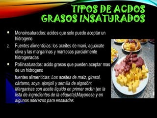 TIPOS DE ACDOS
GRASOS INSATURADOS

 