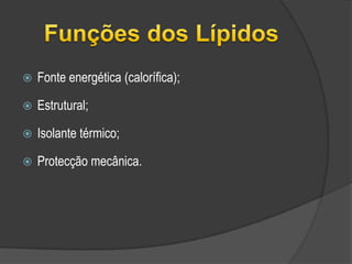 Esteróides	Os esteróides formam um grupo de lípidos simples. 	Não apresentam ácidos gordos e glicerol, mas sim  uma cadeia circular formando anéis. Pertencem a este grupo:hormonas  sexuais ( progesterona, estrogénios e testosterona)Colesterolsais biliaresvitamina D.