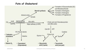 Fate of Cholesterol
73
18/03/2024 Dr.Tesaka W, Jimma University, Ethioipia
 