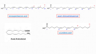 eicosapentaenoic acid asam dokosaheksaenoat
γ-Linolenic acid
 