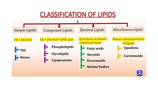 CLASSIFICATION OF LIPIDS
 