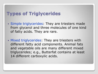 Triglyceride Classification Lipids introduction. | PPTX