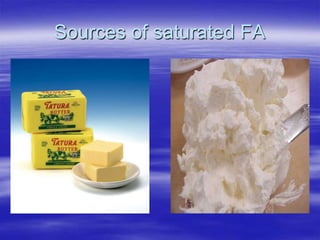 Sources of saturated FA
 