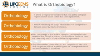 What is Orthobiology?
• Is a field of regenerative medicine that aims at the biological
regeneration of tissues rather tha...