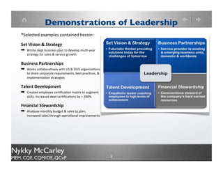 Leadership &Competencies


                                    Competencies




Nykky McCarley
MEM, CQE, CQM/OE, QCxP    3
 