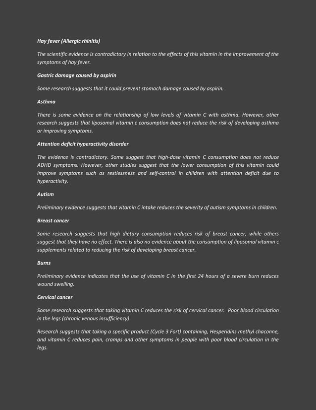 Liposomal vitamin c Uses side effects contraindications