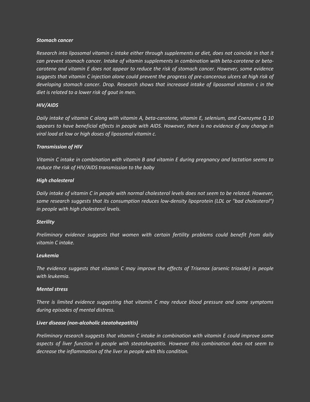 Liposomal vitamin c Uses side effects contraindications