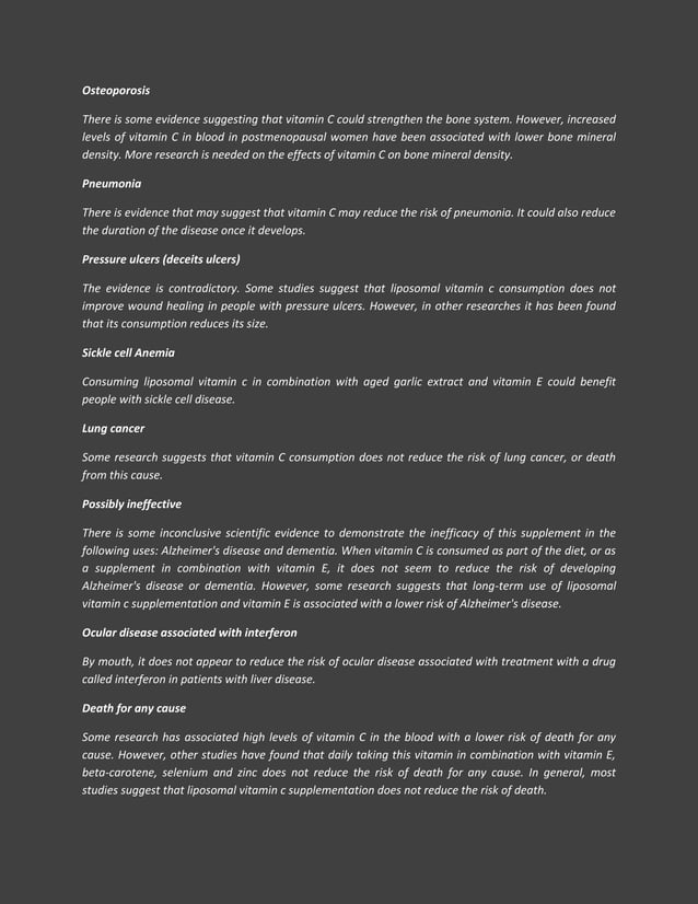 Liposomal vitamin c Uses side effects contraindications