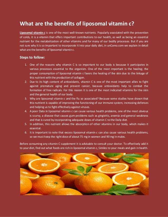 Liposomal vitamin c Rich foods and benefits