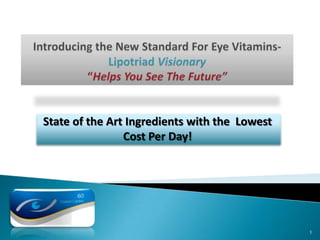 State of the Art Ingredients with the Lowest
                Cost Per Day!




                                               1
 