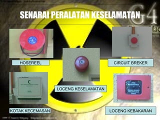 SENARAI PERALATAN KESELAMATAN




   HOSEREEL                             CIRCUIT BREKER




                  LOCENG KESELAMATAN




KOTAK KECEMASAN                        LOCENG KEBAKARAN
 