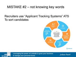 MISTAKE #2 – not knowing key words
Recruiters use “Applicant Tracking Systems” ATS
To sort candidates
 