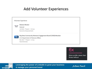 Add Volunteer Experiences
 