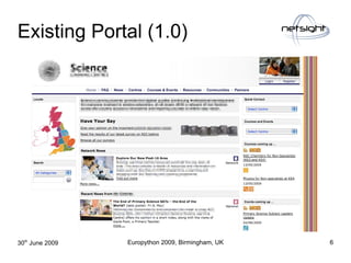 Existing Portal (1.0)




30th June 2009   Europython 2009, Birmingham, UK   6
 